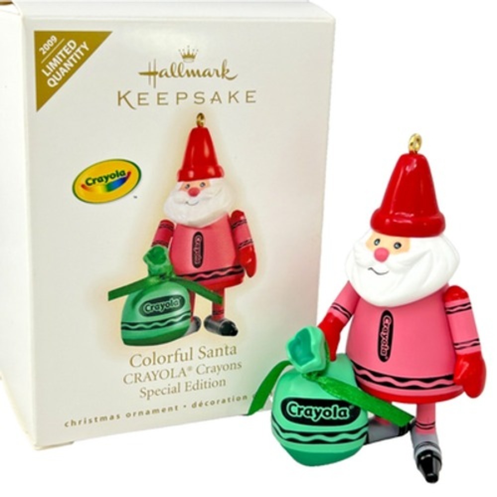 Hallmark COLORFUL SANTA Crayola Crayon 2009 Keepsake‎ Ornament Special Ed Signed